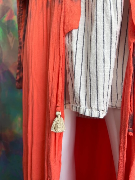 NWT Orange Tie Dye Tie Waist Duster - Picture 7 of 13